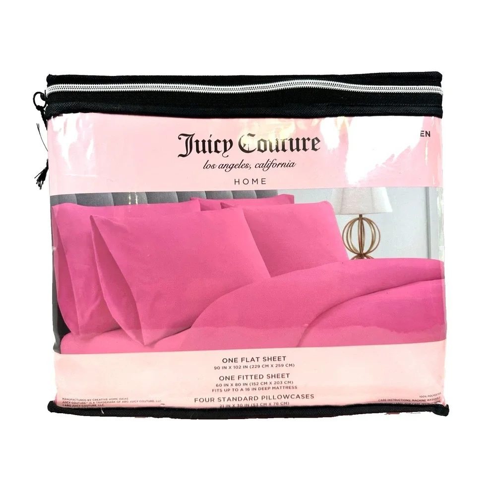 Juicy Couture Home Queen Pink Sheet Set 6 Piece‎ Polyester Bedding